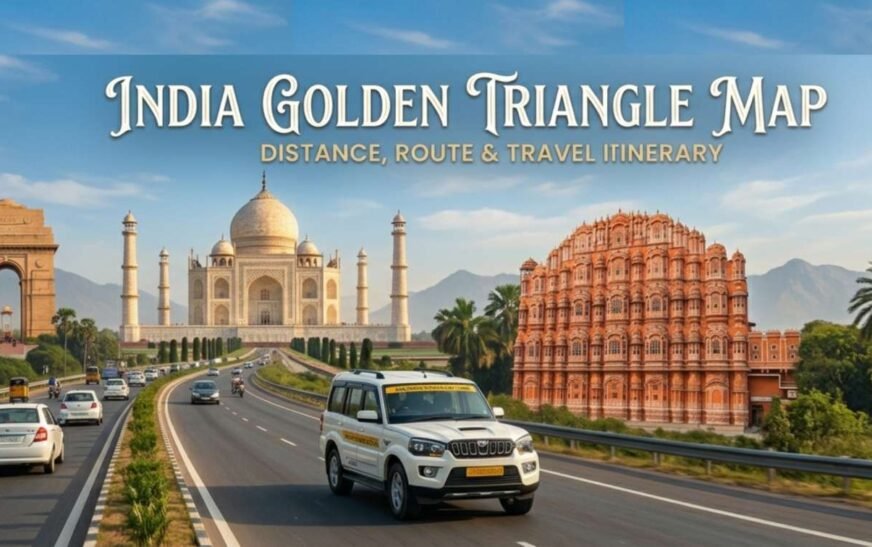 India Golden Triangle Map with Distance, Route and Travel Itinerary