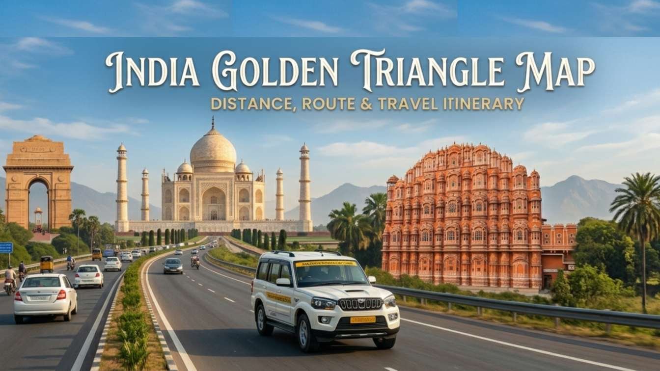 India Golden Triangle Map with Distance, Route and Travel Itinerary